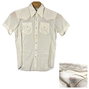 Vintage H Bar C California Ranchwear Shirt Mens Medium White Western Pearl Snap